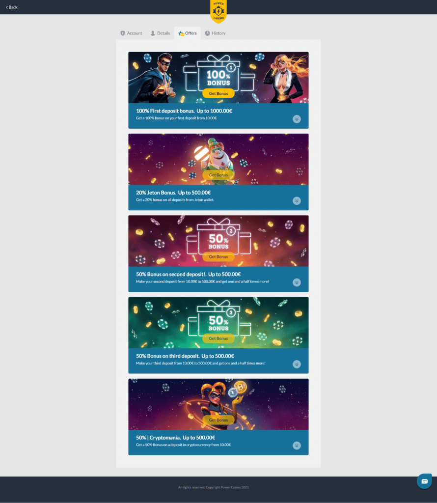 power casino games screenshot