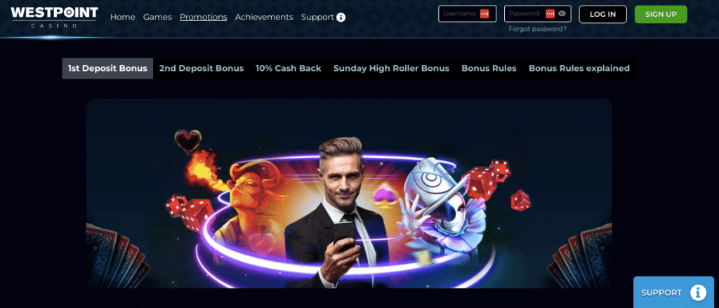 westpoint online casino bonus